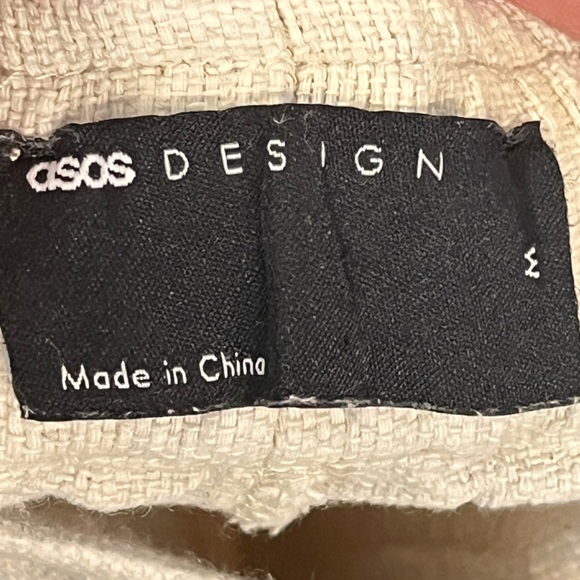 ASOS Design Wide Straight Leg Pants Pintuck Cotton Linen Blend Neutral Unisex M - Picture 6 of 7